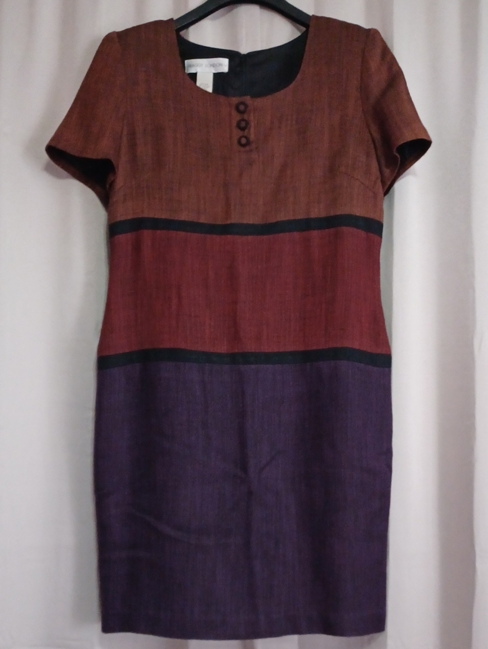 Vintage Maggy London 100% Rayon Mod Colorblock Shift Dress Made In USA Size 10